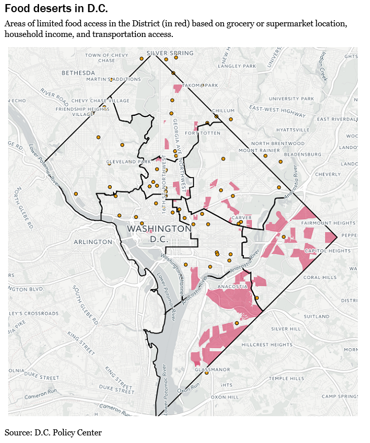 Dc Food Desert Map Food Access In D.c Is Deeply Connected To Poverty And Transportation - D.c.  Policy Center