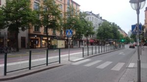 Odengatan, a major street in Stockholm, is about 100' wide—about as wide as 14th Street in D.C. Photo: Alon Levy.