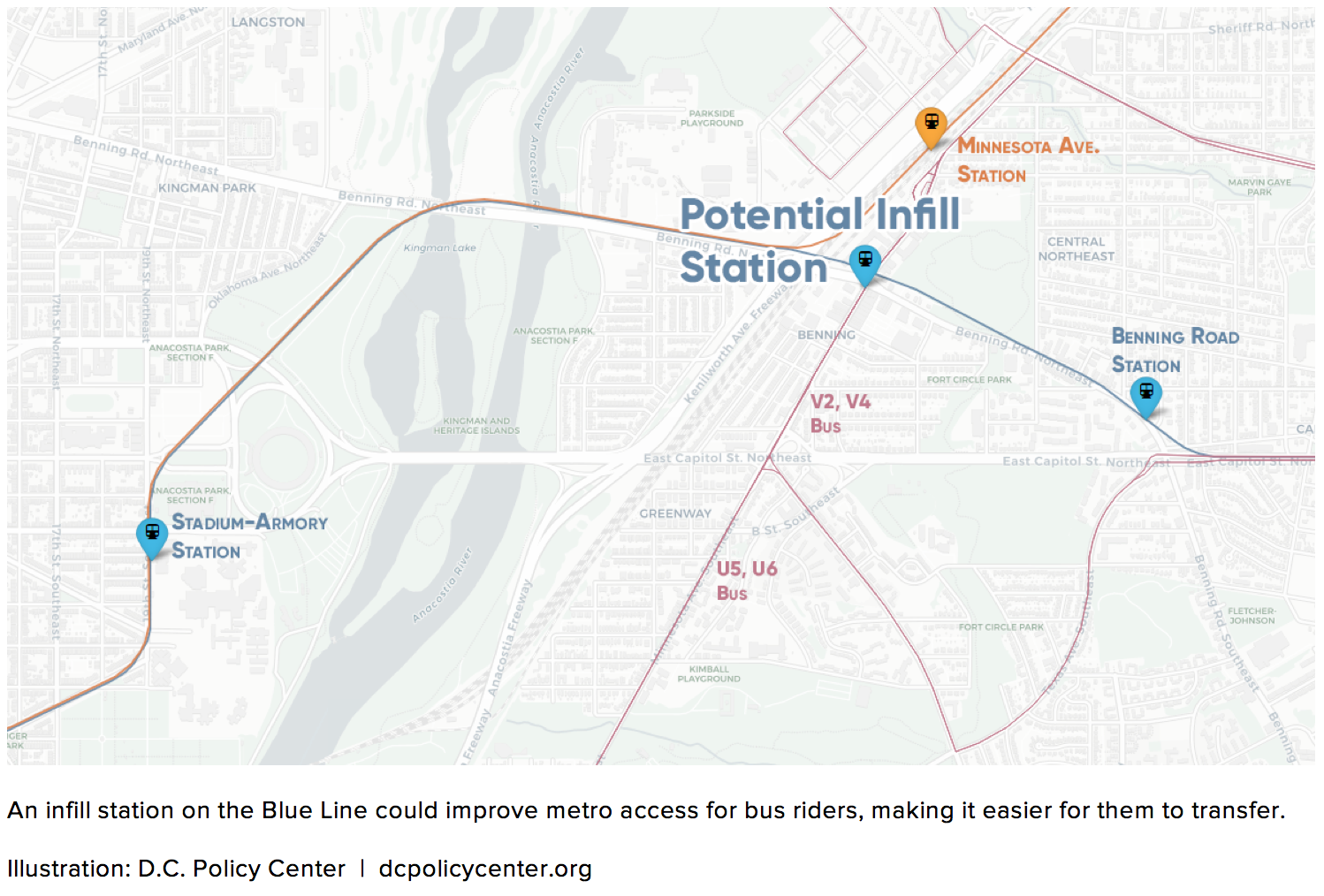 An infill station on the Blue Line could improve metro access for bus riders, making it easier for them to transfer.