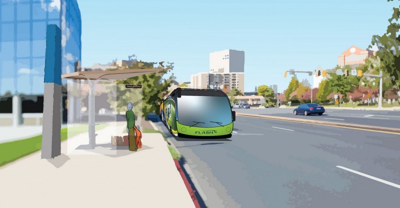 Downtown Rockville Flash BRT rendering by Montgomery County.