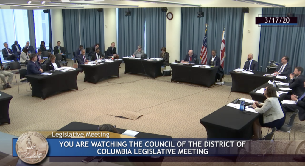 D.C. Council in session to pass COVID-19 legislation on March 17. Photo by D.C. Council