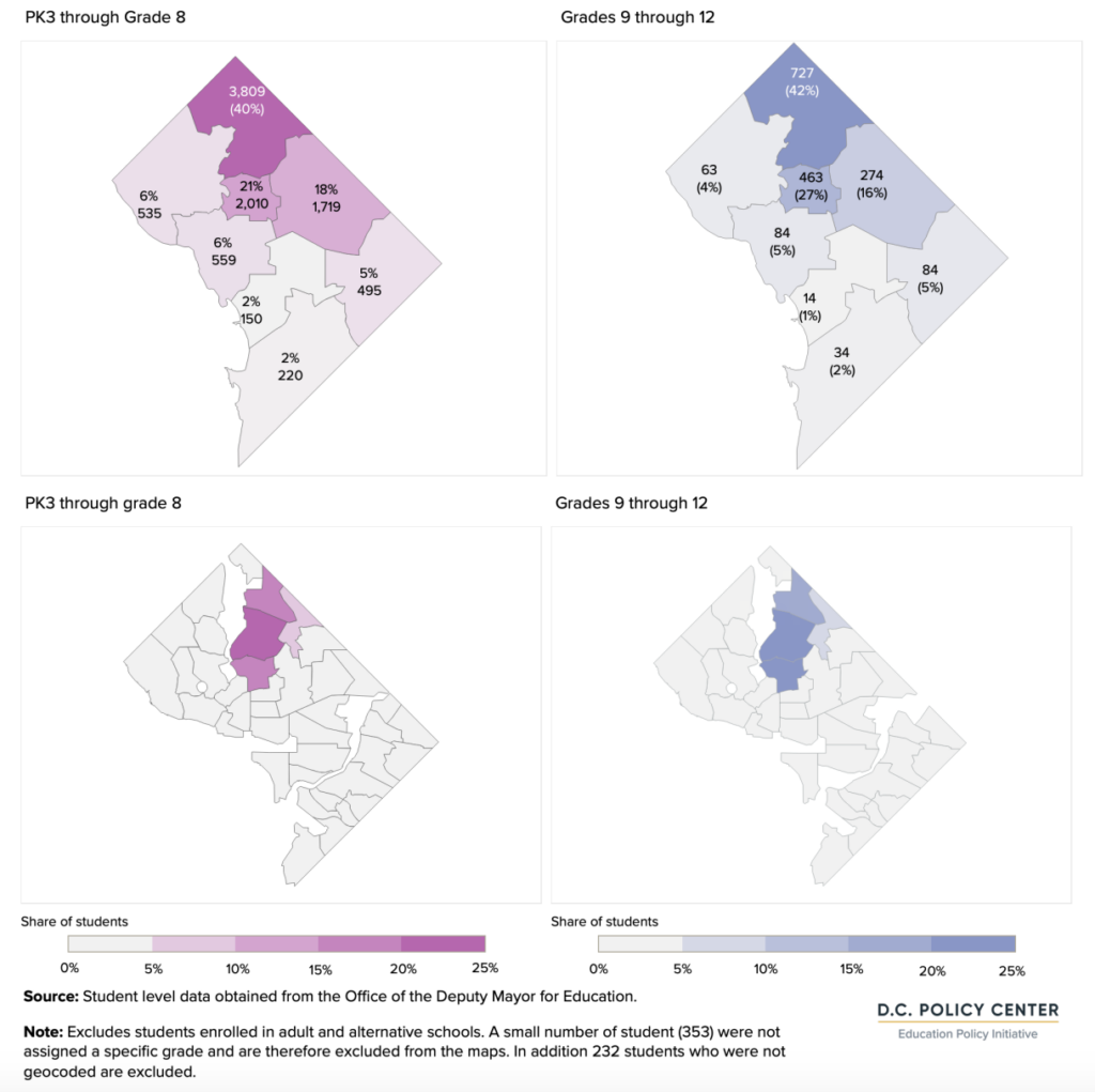 graph of English learners, by ward and neighborhood of residence, school year 2021-22