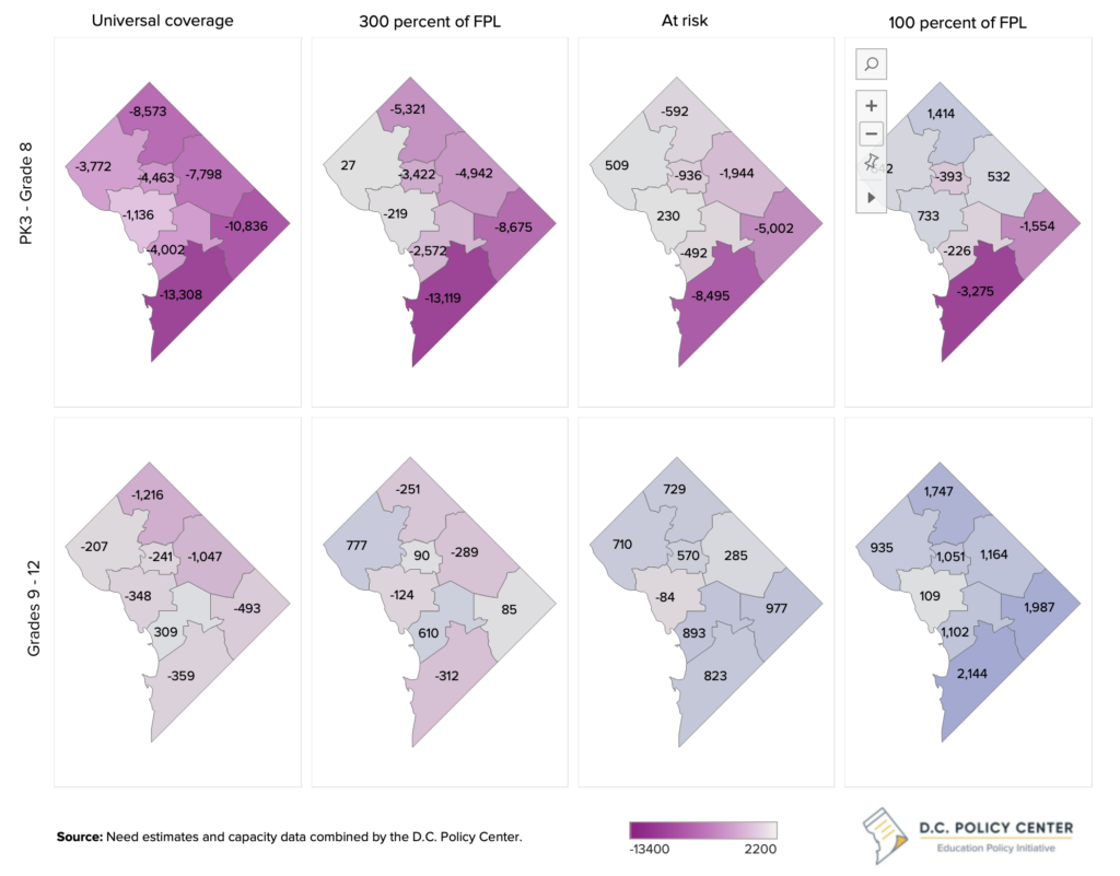 maps of Summer gaps by ward, based on student residence