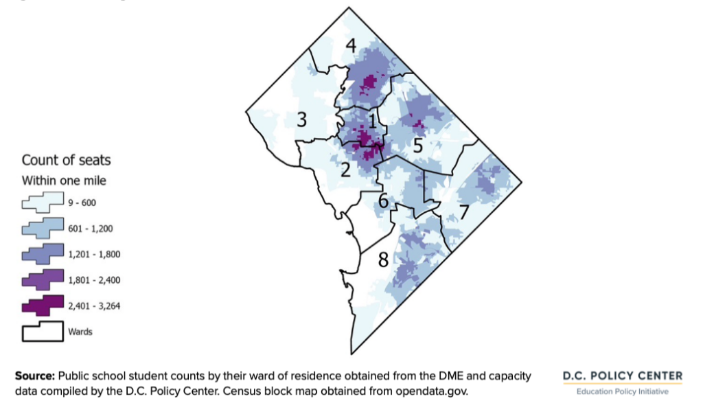wards 2, 1, and 4 have high concentrations of OST seats per student who lives there.