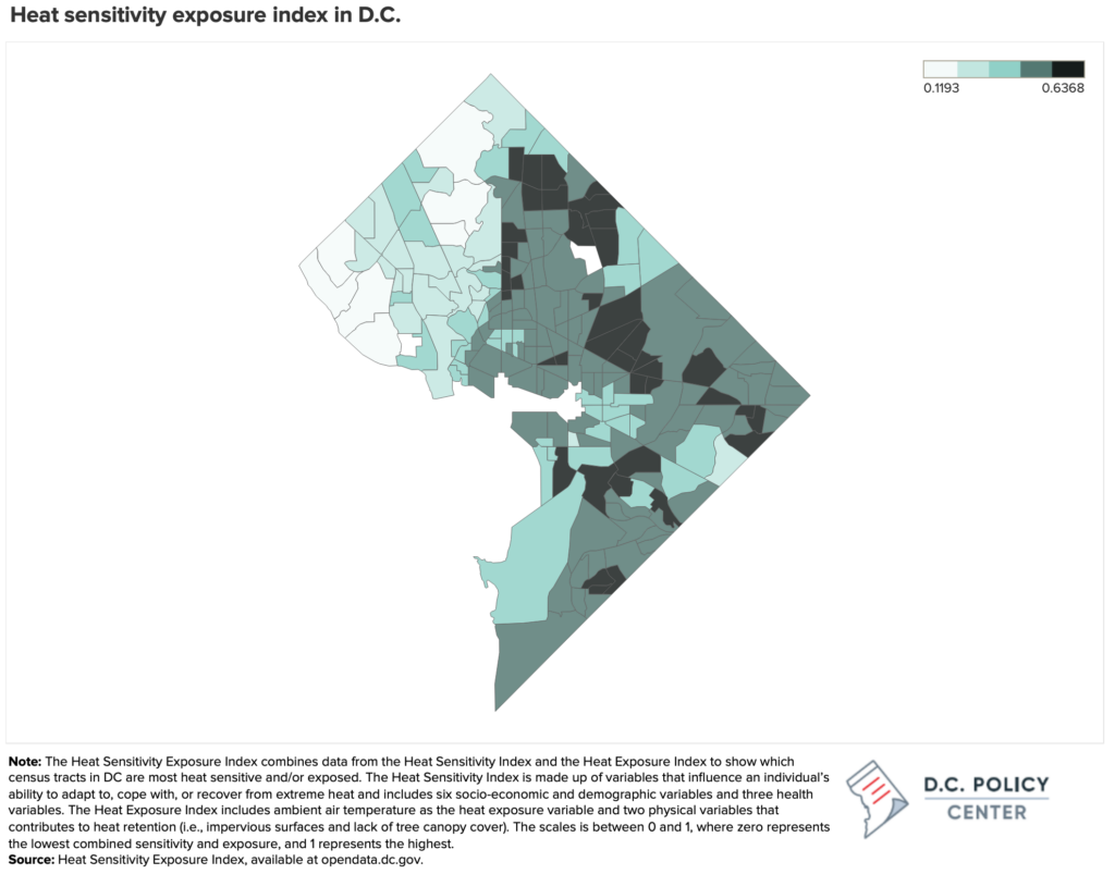 combined map of dc heat exposure and sensitivity