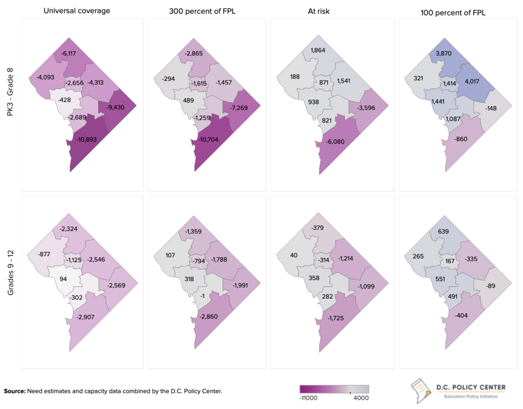 maps of Afterschool gaps by ward, based on student residence